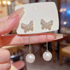 Earrings Copper 925 Silver Needle Pearl Inlaid Animal Zodiac Style For Women