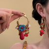 Earrings Copper Stone Hand Knitting Retro Style Silver Needle Braided Rope Flower Design
