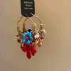 Earrings Copper Stone Hand Knitting Retro Style Silver Needle Braided Rope Flower Design