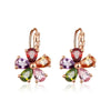 Earrings Copper Zircon Diamond Fivepointed Star Flower Natural Style