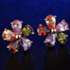 Earrings Copper Zircon Diamond Fivepointed Star Flower Natural Style
