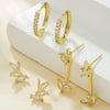 Earrings Copper Zirconia Leaves Style