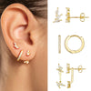 Earrings Copper Zirconia Leaves Style