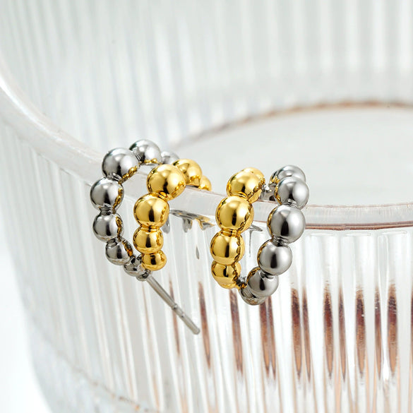 Earrings Ear Cuffs Copper Twotone Round Bead Cring Ushaped Electroplated Fashion Minimalist Style Unisex Ear Accessories
