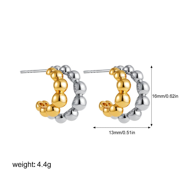 Earrings Ear Cuffs Copper Twotone Round Bead Cring Ushaped Electroplated Fashion Minimalist Style Unisex Ear Accessories