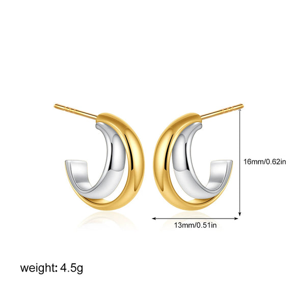 Earrings Ear Cuffs Copper Twotone Round Bead Cring Ushaped Electroplated Fashion Minimalist Style Unisex Ear Accessories