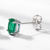 Earrings Eggshaped Emerald S925 Silver Claw Inlaid Retro Geometric Style