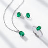 Earrings Eggshaped Emerald S925 Silver Claw Inlaid Retro Geometric Style