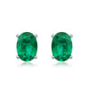 Earrings Eggshaped Emerald S925 Silver Claw Inlaid Retro Geometric Style
