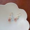 Earrings Freshwater Pearl Strawberry Crystal Powder Natural Ice Penetrant Oblate Flat Round Steamed Bread Round
