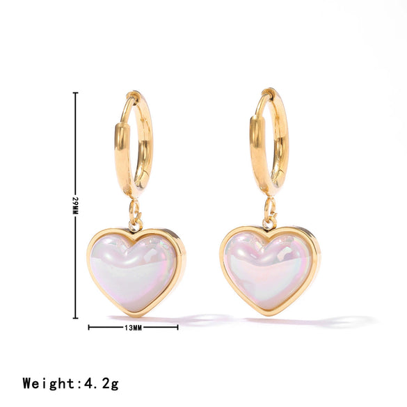Earrings Heartshaped Titanium Steel Minimalist Geometric Electroplated