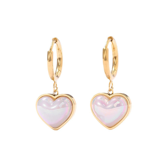 Earrings Heartshaped Titanium Steel Minimalist Geometric Electroplated