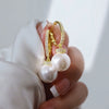 Earrings Imitation Pearl Copper Inlaid Zircon Geometric Elegant