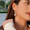 Earrings Imitation Pearl Copper Inlaid Zircon Geometric Elegant
