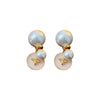 Earrings Imitation Pearls Real Gold Electroplated Silver Needle Geometric Insect Oildrip Design