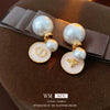 Earrings Imitation Pearls Real Gold Electroplated Silver Needle Geometric Insect Oildrip Design
