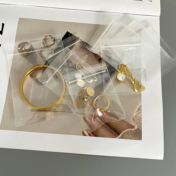 Earrings Jewelry Self Sealing Bag With Pp Material High Transparent Sealed Bag Pp Clip Chain Bag Agarwood Medicine Text