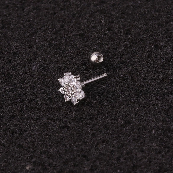 Earrings Metal Inlaid Zircon Flowers Style