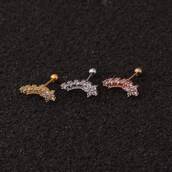 Earrings Metal Inlaid Zircon Flowers Style
