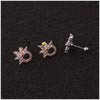 Earrings Metal Inlaid Zircon Flowers Style