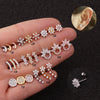 Earrings Metal Inlaid Zircon Flowers Style