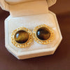 Earrings Mixed Material Geometric Silver Maillard Brown Artificial Tiger Eye Electroplating Highend