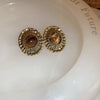 Earrings Mixed Material Geometric Silver Maillard Brown Artificial Tiger Eye Electroplating Highend