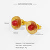 Earrings Mixed Material Inlaid Ruby Geometric Flower Electroplated For Women