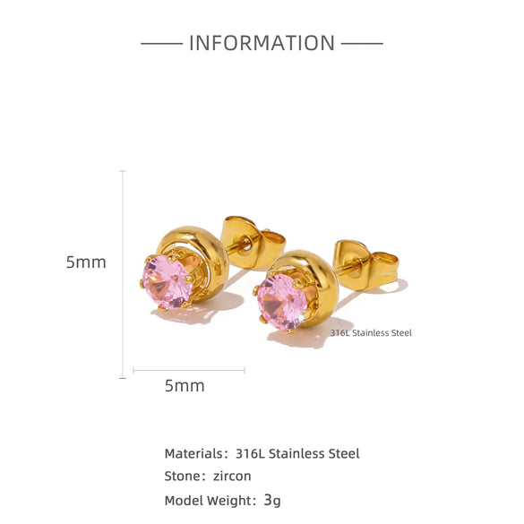 Earrings Mixed Material Inlaid Ruby Geometric Flower Electroplated For Women