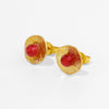 Earrings Mixed Material Inlaid Ruby Geometric Flower Electroplated For Women