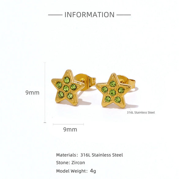 Earrings Mixed Material Inlaid Ruby Geometric Flower Electroplated For Women