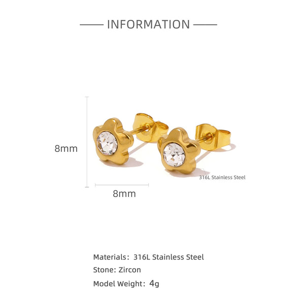 Earrings Mixed Material Inlaid Ruby Geometric Flower Electroplated For Women