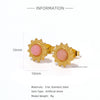 Earrings Mixed Material Inlaid Ruby Geometric Flower Electroplated For Women