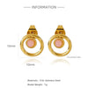 Earrings Mixed Material Inlaid Ruby Geometric Flower Electroplated For Women