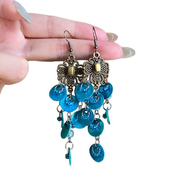 Earrings Mixed Materials Flower Geometric Electroplating Bohemian Seaside Resort Style