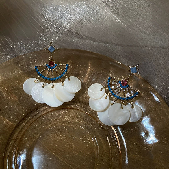 Earrings Mixed Materials Flower Geometric Electroplating Bohemian Seaside Resort Style