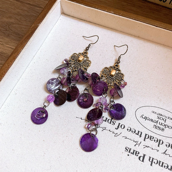 Earrings Mixed Materials Flower Geometric Electroplating Bohemian Seaside Resort Style