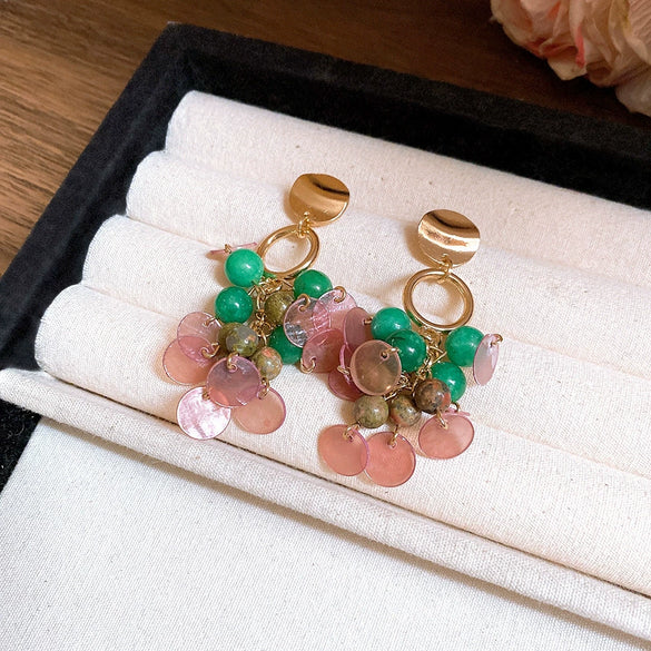 Earrings Mixed Materials Flower Geometric Electroplating Bohemian Seaside Resort Style