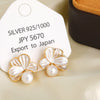 Earrings Natural Freshwater Pearl Copper Geometric Electroplating For Women