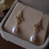 Earrings Natural Freshwater Pearl Drop Shape 14K Gold Plated Copper