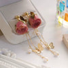 Earrings Natural Freshwater Pearl Forest Style Retro Butterfly Flower Shape Purely Handmade For Women
