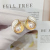 Earrings Natural Freshwater Pearl Retro Oblate Flat Round Bun Round 18K Goldfilled Sterling Silver For Women