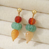 Earrings Natural Stone Red Aventurine Green Aventurine Red Agate Geometric Handmade Original Design
