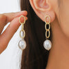Earrings Pearl Chain Retro Geometric Metal Electroplated For Women