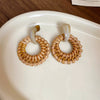 Earrings Plastic Resin Geometric Handmade Vintage Bamboo Straw Style