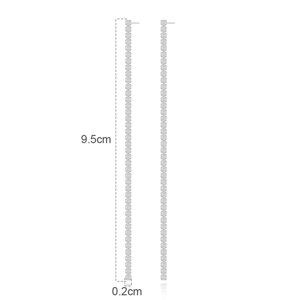 Earrings S925 Silver Copper 18K Geometric Long Tassel Small Square Zircon Diamond