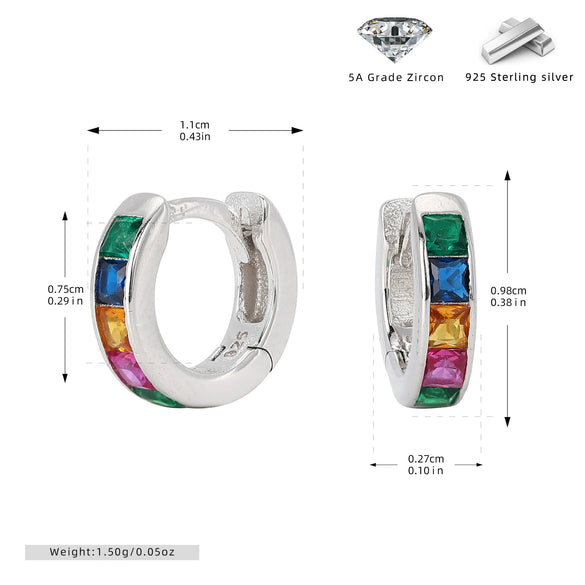 Earrings S925 Silver Geometric Light Luxury Inlaid Zircon