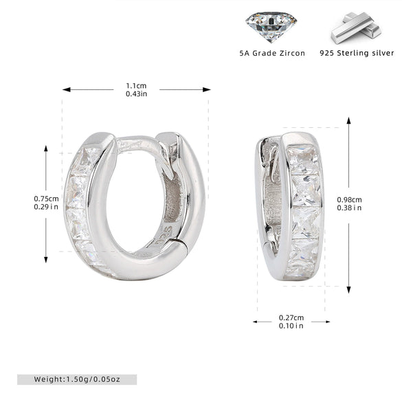 Earrings S925 Silver Geometric Light Luxury Inlaid Zircon