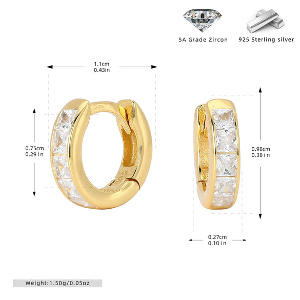 Earrings S925 Silver Geometric Light Luxury Inlaid Zircon
