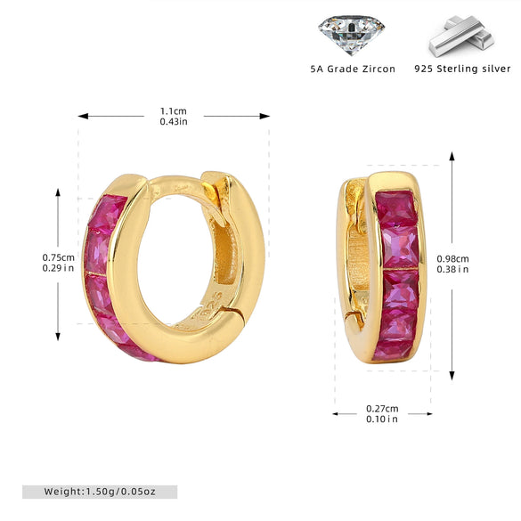 Earrings S925 Silver Geometric Light Luxury Inlaid Zircon